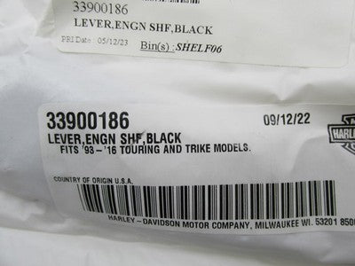 Harley-Davidson Genuine OEM NOS Shifter Shaft Lever, Gloss Black 33900