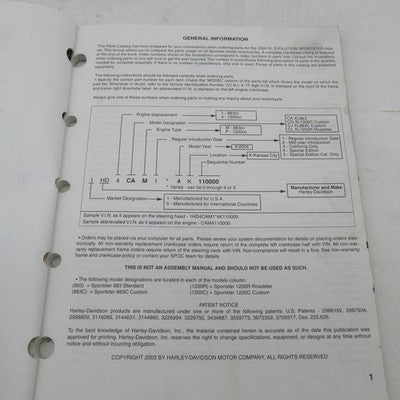 Harley-Davidson Official Factory 2004 Sportster Models Parts Catalog 9