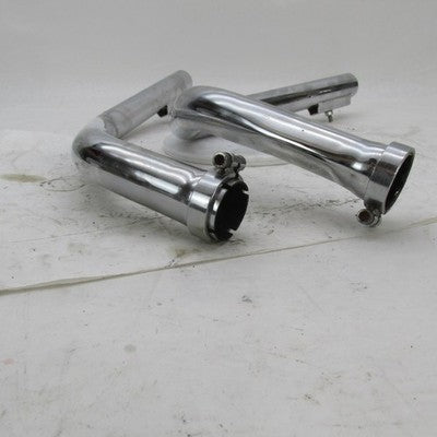 Pair of Vintage Harley Davidson Chrome Staggered Dual Exhaust Head Dra