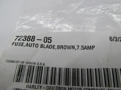LOT of 7 Harley-Davidson OEM NOS 7.5-amp Brown Auto Blade Fuse 72388-0