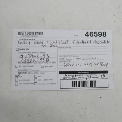 Harley NIB Big Twin Evo 80" FLT FLHT FXR Crankshaft Flywheel Assembly