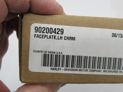 Harley Davidson Genuine NOS NIB Left Hand Face Plate Chrome 90200429