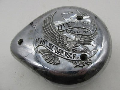 Harley-Davidson Chrome Live To Ride Teardrop Air Cleaner Cover w/ Back