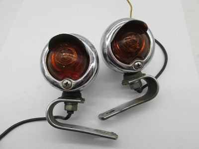 Pair of Harley Davids Yankee Guide Bullet Amber Turn Signals with Viso