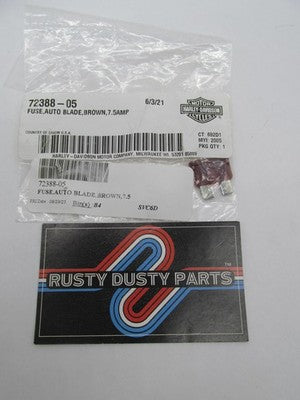 LOT of 7 Harley-Davidson OEM NOS 7.5-amp Brown Auto Blade Fuse 72388-0