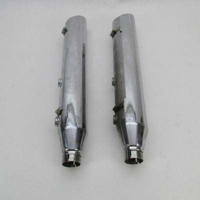 Pair of Harley OEM Softail Chrome Catalyst Mufflers w/ Shields 65872-0