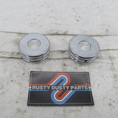 Pair of Harley Davidson OEM Chrome Billet Fork Nut Covers Trim Caps FL