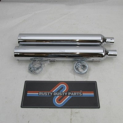 Pair of Harley Genuine OEM '06 Softail Chrome Slip-On Mufflers 80484-0