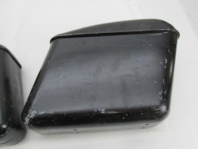 Pair of Vintage Black Metal Motorcycle Police Style Saddlebags 15"x5"x