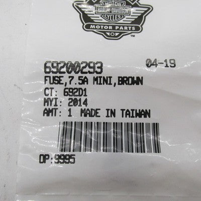 Lot of 5 Harley-Davidson OEM NOS 7.5A Mini Fuses Brown 69200293