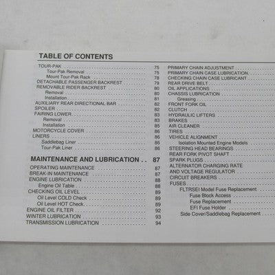 Harley Davidson 2000 FLTRSEI Screamin' Eagle ROAD GLIDE Owner's Manual