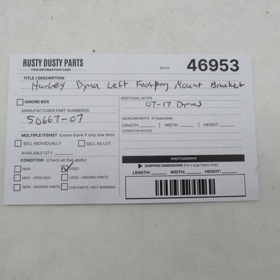 Harley Davidson OEM Left Front Footpeg Mount Black 07-17 Dyna 50667-07