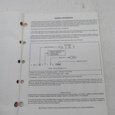 Harley-Davidson OEM Official 2000 Factory Softail Models Parts Catalog