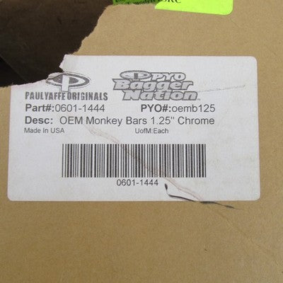 Bagger Nation NIB NOS 1.25" Chrome 10" Monkey Bars OEMB125-10 C | 0601