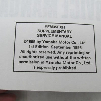Yamaha OEM YFM350FX Service Manual LIT-11616-FX-35 LIT-11616-09-58