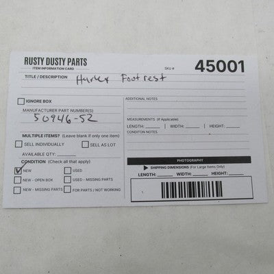 Harley-Davidson OEM Steel Footrest Core 50946-52