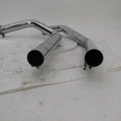 Pair of Vintage Harley Davidson Chrome Staggered Dual Exhaust Head Dra