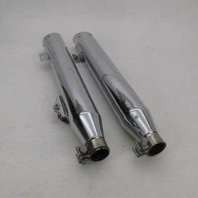 Pair Harley OEM Stock Chrome Front Lower Mufflers 08-17 Dyna 64987-08A