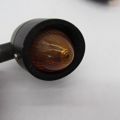 Pair of Black Bullet Aftermarket Turn Signals Amber Indicator Lights