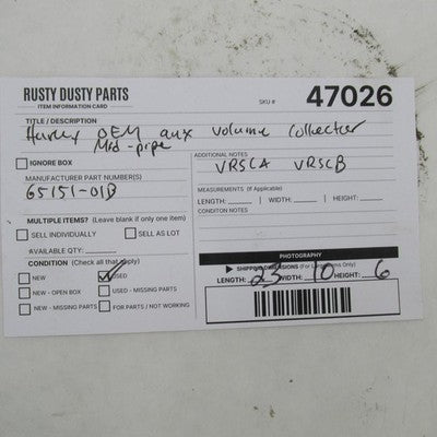 Harley OEM V-Rod VRSC Auxiliary Volume Exhaust Midpipe Collector 65151