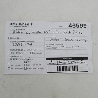 Harley-Davidson OEM Big Twin 65-Tooth 1.5" Rear Drive Belt Pulley 4031