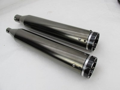 Khrome Werks NOS HP Plus 4.5" Slip-On Mufflers Smoked Chrome 1801-1453