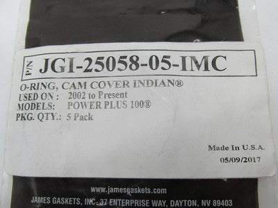Lot of 5 James Gaskets Indian Cam Cover O-Rings JGI 25058-05 IMC