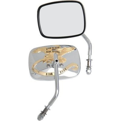 Drag Specialties Live To Ride Custom Mirror Gold 0640-0476