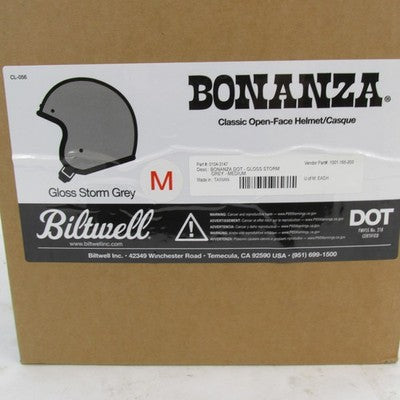 Biltwell NIB Bonanza Medium Helmet, Gloss Storm Gray 1001-165-203 | 01