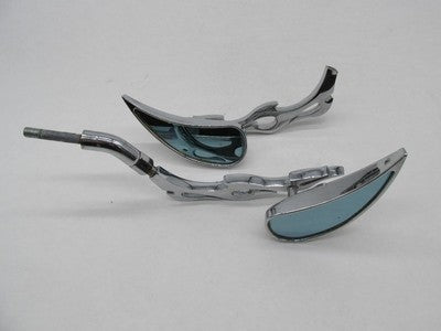 Pair of Harley-Davidson Chrome Flame Teardrop Side Mirrors