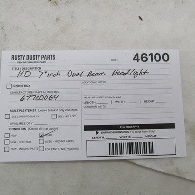 Harley Davidson OEM Touring 7" Dual Headlight Headlamp 67700064