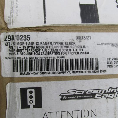 Harley-Davidson OEM NOS Stage I Air Cleaner kit DYNA Black 29400235