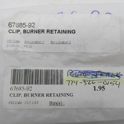 Lot of 2 Genuine Harley-Davidson OEM NOS Burner Retaining Clips 67685-
