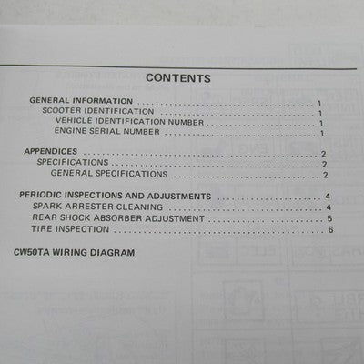 Yamaha OEM CW50 (W-A) Service Shop Repair Manual LIT-11616-CW-50 LIT-1
