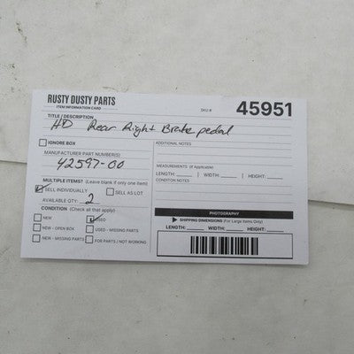 Harley Davidson OEM Chrome Rear Brake Pedal 00-17 Softail FLSTN 42597-