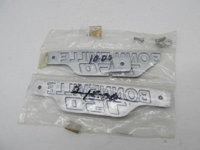 Pair of Triumph Bonneville 750 Black & Gold Side Panel Badges (One is Broken)