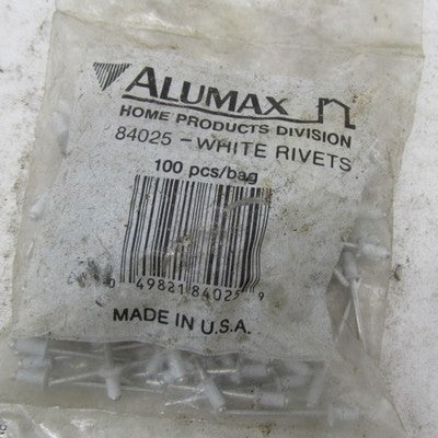 Lot of 100 Alumax NOS 1/8"  White Aluminum Rivets 84025