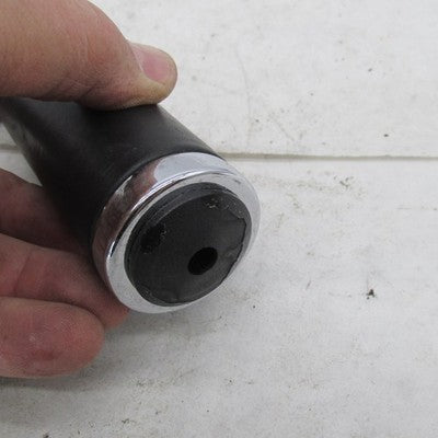 Single (1) Motorcycle Black Throttle Grip with Chrome Bands