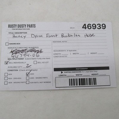 Harley Davidson OEM Front Brake Line 06-07 Dyna FXDL 44794-06