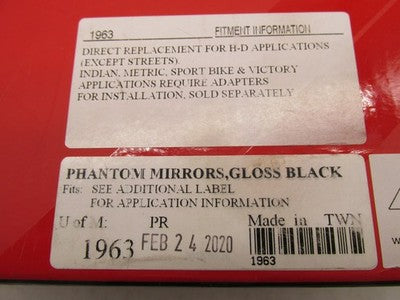 Kuryakyn NOS Indian Victory Phantom Gloss Black Mirrors 1963