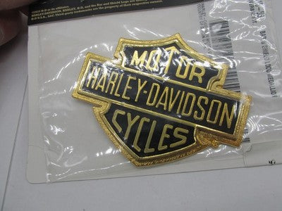 Harley OEM NOS Gold Bar & Shield Logo Self-Adhesive Medallion, Large 9
