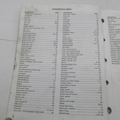Harley-Davidson Official Factory 2001 XLH Models Parts Catalog 99451-0