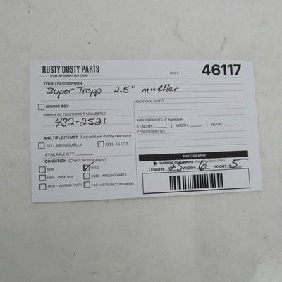 SuperTrapp Harley Davidson SuperMeg Megaphone Muffler 2.5" Inlet 432-2