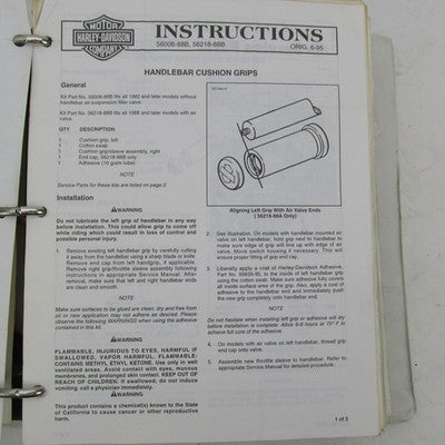 Harley Davidson Genuine Late 1980-90s Accessory Installation Instructi