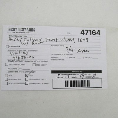 Harley Davidson OEM 00-06 Fat Boy 16x3 Solid Disc Front Wheel w/ Rotor
