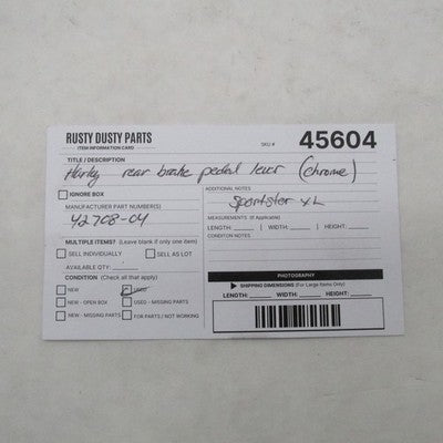 Harley Davidson OEM 04-13 Sportster XL Chrome Rear Brake Lever 42708-0