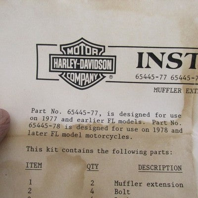 Harley Davidson OEM NOS Chrome Slash Cut Exhaust Tips 1978+ FL FLH 654