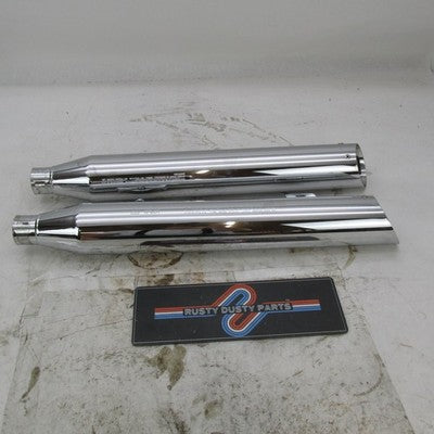 Pair of Harley OEM Chrome Front and Rear Mufflers Dyna 08-17 64987-08