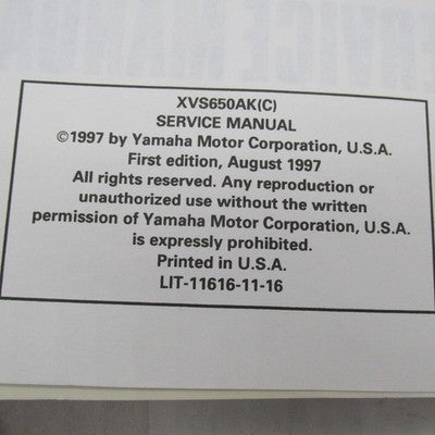 Yamaha OEM XVS650K(C) XVS650AK(C) Service Manual LIT-11616-11-16 LIT-1