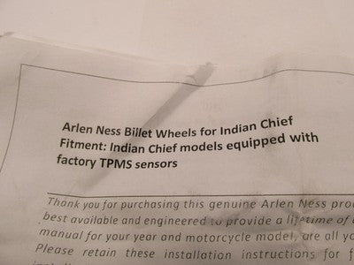 Arlen Ness NOS Chief Indian Cartridge Hub with TPMS Black 0213-0826